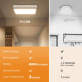FULEN Deckenlampe Badezimmer mit Bewegungsmelder, Kabellos LED Deckenleuchte Dimmbar mit Batterie Wiederaufladbar,3 Farbtemperaturen,Fernbedienung mit Timer,Lampe Decke für Flur,Keller,Treppenhaus