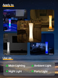 Amdelne RGB Stehlampe Wohnzimmer Dimmbar, Led Stehleuchte Modern mit Musik Sync, Fernbedienung/App Control, Standleuchte Farbwechsel, Floor Lamp für Kinderzimmer Spiel Schlafzimmer, aus Stoff Weiß
