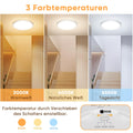 NIBSHOOM LED Deckenlampe mit Bewegungsmelder, 3000K/4000K/6500K 18W IP44 Wasserfest Deckenleuchte Innen, mit Radar Bewegungssensor und Dämmerungssensor Lampe für Flur Bad Treppe Balkon Garage, 22cm