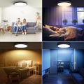 AmazeFan LED Deckenleuchte Dimmbar - 24W 2400LM Deckenlampe mit Fernbedienung - 6W Nachtlicht Warm - LED Deckenleuchte Flach für Schlafzimmer Kinderzimmer Wohnzimmer-Rund (24W-29CM-Schwarz)