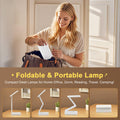 6000mAh Akku Tischlampe Kabellos, 3 Farben+Dimmbar Schreibtischlampe Kinder, Faltbar+Tragbar Led Tischlampe Akku Lampe, Nachttischlampe Touch Lampe mit Timer, Leselampe Kinder, Campinglampe Aufladbar