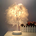 Federglanz - Runde Tischlampe Mit Federn
