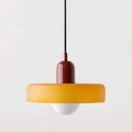 Nordicglas - Skandinavische Deckenhängelampe Mit Handgefertigtem Glasschirm Gelb / Rot Deckenlampe