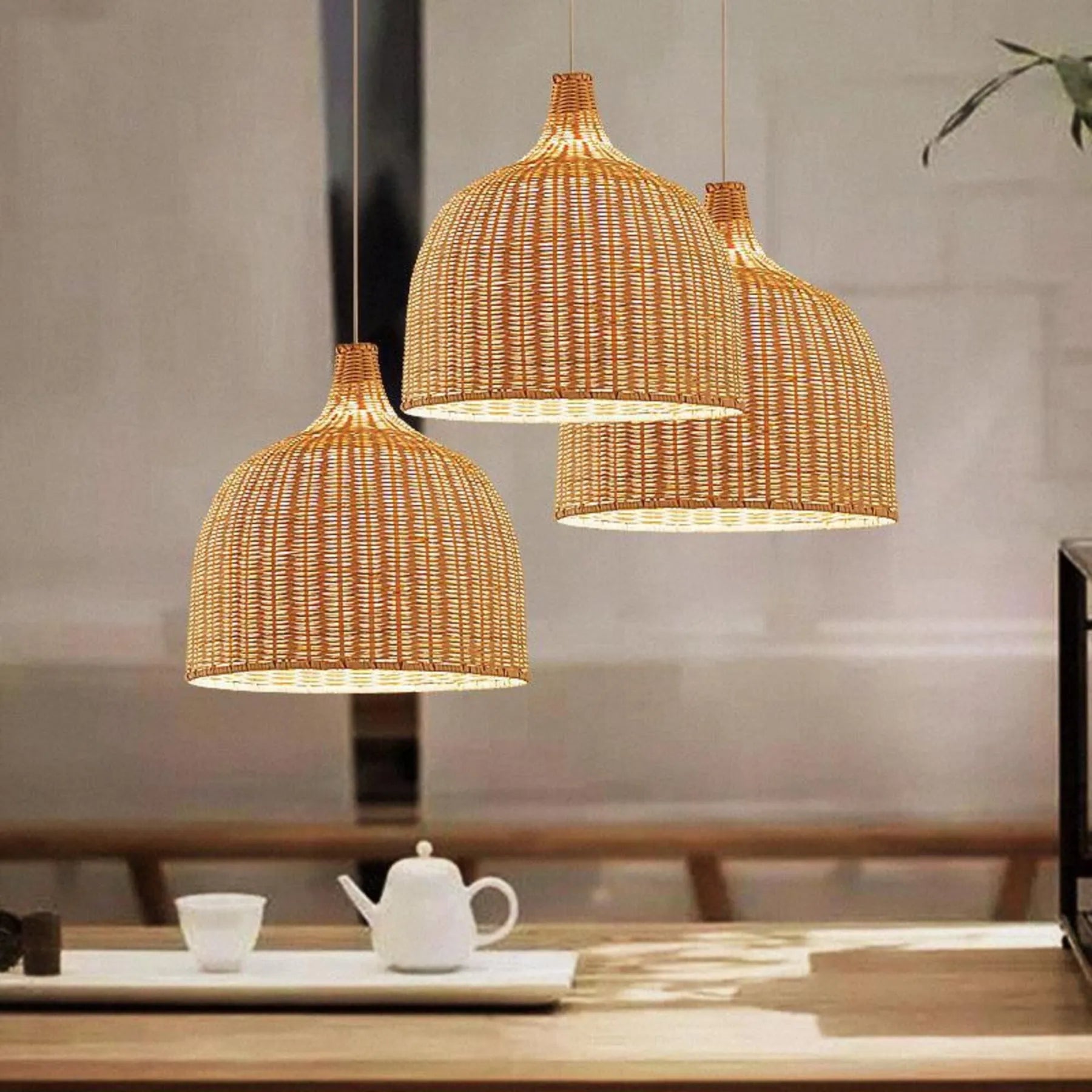 Rattan-Bambus-Deckenlampen für Küche | Jetzt Beleuchtung gestalten