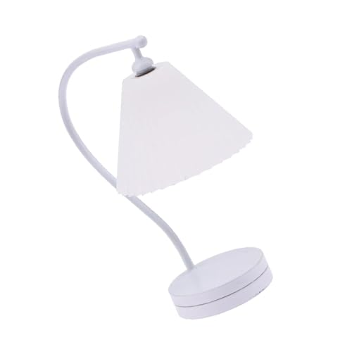 Lampenschirm Schlafzimmer Tischlampe Miniatur Möbel Modell Puppenhäuser Zubehör Realistische Beleuchtung Spielzeug Spielset 1:12 Weiß Sockel Lampe