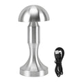 Tischlampe aus Metall in Pilzform, Eisen, 3-farbige LED, 1800 mAh, Typ C, Berührungssensor, stufenloses Dimmen, Nachttischlampe für Restaurants, Wohnzimmer, Büro (Silber)