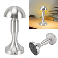 Tischlampe aus Metall in Pilzform, Eisen, 3-farbige LED, 1800 mAh, Typ C, Berührungssensor, stufenloses Dimmen, Nachttischlampe für Restaurants, Wohnzimmer, Büro (Silber)