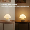 Dawnwake Pilz Nachttischlampe Tischlampe, Led Dimmbar Tischleuchte Deko Wohnzimmer, Schlafzimmer Tischlampen, Mushroom Bedside Table Lamp, Keramikbasis Glas Klein Nachtlampe (Weiß)