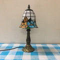 FSLiving Tiffany-Stil Tischlampe Kabellos Warmweißes, Wiederaufladbar Tischleuchte, Dimmbar Nachttischlampe mit Glasschirm und Fernbedienung für Nachttisch Esszimmer Schlafzimmer -TD0789
