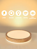 Baerolc LED Deckenleuchte Holz,30cm Deckenlampe Schlafzimmer 24W 3000K Warmweiß Deckenleuchte Küchenlampe Rund Deckenlampe holz für Schlafzimmer/Büro/Küche/Kinderzimmer/Flur/Balko