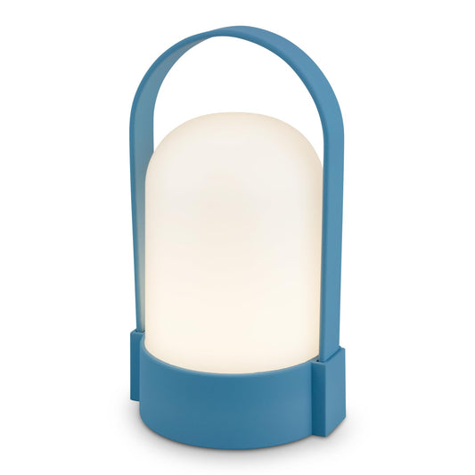 BRILONER - LED Tischlampe kabellos IP44 mit Touch, dimmbar in Stufen, USB-C, Akku tauschbar, Nachttischlampe, Leselampe, LED Lampe, Campinglampe, Tischleuchte, Akku Lampe, Outdoor, 9x8x15,5 cm, blau
