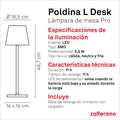Zafferano, Poldina L Schreibtischlampe, Tragbare und Wiederaufladbare Tischlampe mit Touch Control, Geeignet für Wohnzimmer und Außenbereich, Dimmer, 2200-3000 K, Höhe 49,7 cm, Farbe Weiß
