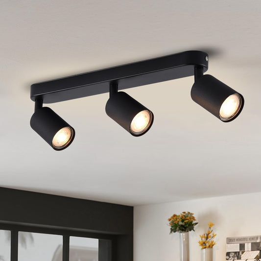 ANWIO LED Deckenstrahler Schwenkbar 3 Flammig Deckenleuchte GU10, Wandstrahler Schwarz Spotlight Lampe Deckenlampe für Wohnzimmer Schlafzimmer Flur (ohne Glühbirnen) EUS-EA190811-10-03RB