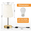 Suright Nachttischlampe Touch Dimmbar, Tischlampe mit USB A+C Ladefunktion