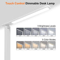 Jumoking Schreibtischlampe LED Dimmbar Augenschutz,Desk Lamp mit 5 Farben und 5 Helligkeitsstufen,Tischlampemit USB Ladeanschluss Touch Steuerung für Kinder, Schlafzimmer, Lektüre, Büros (White)