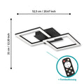 EGLO LED Deckenleuchte RGBIC, geometrische Deckenlampe mit Lichteffekten, Gaming Zimmer und Party Deko, Deckenbeleuchtung mit Fernbedienung, warmweiß und RGB, Metall in Schwarz