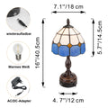 FSLiving Tiffany-Stil Tischlampe Kabellos Warmweißes,Blau Wiederaufladbar Tischleuchte, Dimmbar Nachttischlampe mit Glasschirm und Fernbedienung für Nachttisch Esszimmer Schlafzimmer -B2CDTD
