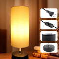 da LIGHT Nachttischlampe Weiß (ohne Glühbirnen), Tischlampe mit Kabelschalter, E27 Fassung, Lampenschirm aus Leinenstoff, Modern Tischleuchte für Schlafzimmer, Wohnzimmer, Schreibtisch, Kinderzimmer