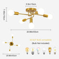 DELIPOP Deckenleuchte Vintage - 5 Flammig E27 Retro Deckenlampe Kronleuchter Gold Modern für Wohnzimmer Esszimmer Flur Restaurant Hotel Café