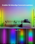 Miortior LED Stehlampe Wohnzimmer, RGB Ecklampe Dimmbar mit Fernbedienung und App-Steuerung, Musik Sync, 16 Millionen Farben, 68 Szenenmodi, Led Standleuchte für Wohnzimmer, Schlafzimmer, Spielzimmer