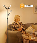ANTENLICHT Stehlampe LED Dimmbar|Schwarz Stehleuchte 20W mit flexibler 7W Leselampe| Modern deckenfluter mit fernbedienung mit 4 Farbtemperatur für Wohnzimmer, Schlafzimmer, Büro, Hotel