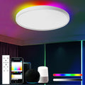 OURLOVEII 30W LED Deckenleuchte Smart Home 30cm RGB Deckenlampe rund Dimmbar mit Fernbedienung mit Steuerbar via App Farbwechsel Kompatibel mit Alexa und Google Assistant Wohnzimmer, Weiß