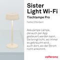 Zafferano, Sister Light Wi-Fi Lampe, Wiederaufladbare und Kabellose Tischlampe mit Fernbedienung, Geeignet für den Innen- und Außenbereich, Stufendimmer, 2200-4000 K, Höhe 32,8 cm, Farbe Elfenbein