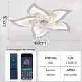 Wildcat Deckenventilator mit Beleuchtung, Modern LED Dimmbar Deckenleuchte mit Ventilator und Fernbedienung Leise, Kreativer 5 Lichter Design Deckenventilator für Schlafzimmer Küche Esszimmer
