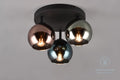 lightling Modern Deckenlampe Shawn, Glasschirme in Blau, Grün, Kupfer, Deckenmontage, IP20, exkl. 3 x E14 max. 10W, Ø 33 cm, Höhe 20 cm, Metall