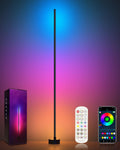 Miortior LED Stehlampe Wohnzimmer, RGB Ecklampe Dimmbar mit Fernbedienung und App-Steuerung, Musik Sync, 16 Millionen Farben, 68 Szenenmodi, Led Standleuchte für Wohnzimmer, Schlafzimmer, Spielzimmer