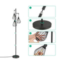 EDISHINE Stehlampe Wohnzimmer, 3-flammige Stehleuchte Dimmbar mit E27 LED-Glühbirnen, Käfig Lampenschirm aus Metall, 2700K warmweiß, Industrial Standleuchte für Schlafzimmer und Büro, 166 cm, Schwarz