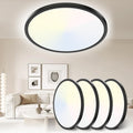 Yexati LED Deckenleuchte 24W 6000K/4000K/3000K, 3200LM IP54 Ultra Dünn Deckenlampe, Flach Rund Modern Badezimmer Lampe Schwarz Küchenlampe für Flur Schlafzimmer Balkon Wohnzimmer Küche Keller Ø30 CM