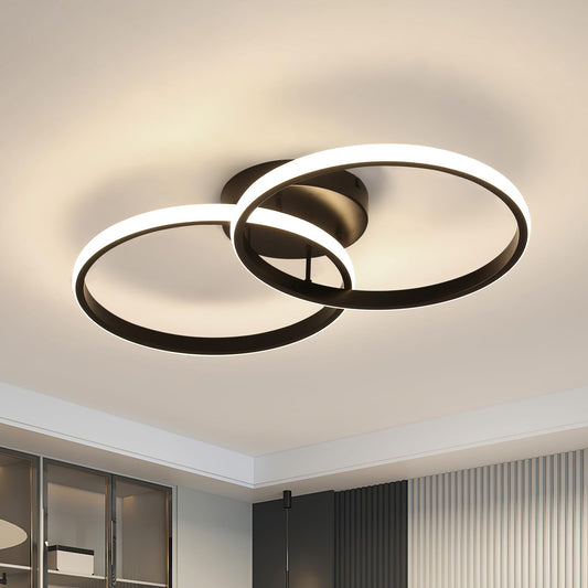 Toolight LED Deckenleuchte Schlafzimmer, 42W 4725LM Deckenlampe Wohnzimmer Schwarz, Modern 4500K Neutralweiß Licht LED Deckenlampe Rund für Flur Küche, 54CM