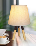 Heart Tong Tischlampe Holz Dreibein und stoffschirm mit 6W LED Leuchtmittel Warmweiß | Vintage Nachttischlampe | Retro Tischleuchte | Schlafzimmer Wohnzimmer Belechtung