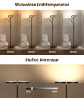 ANTENLICHT Stehlampe LED Dimmbar|Schwarz Stehleuchte 20W mit flexibler 7W Leselampe| Modern deckenfluter mit fernbedienung mit 4 Farbtemperatur für Wohnzimmer, Schlafzimmer, Büro, Hotel