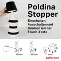 Zafferano, Poldina Stopper Lampe, Kabellose und Wiederaufladbare Flaschenlampe mit Touch Control, Geeignet für den Innen- und Außenbereich, Dimmer, 2200-3000 K, Höhe 11 cm, Farbe Rot