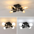 Goeco Deckenleuchte Vintage, Industrial Kronleuchter Lampe E27 4 Flammig Metall, Retro Deckenlampe Schwarz Pendelleuchte für Schlafzimmer, Wohnzimmer, Esszimmer, Küche