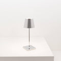 Zafferano Poldina Pro Mini Kabellose LED-Tischlampe Aufladbar - Dimmbare Touch Akku Lampe mit Galvanischem Finish - Lichtfarbtemp. 2700-3000K - Aluminium H30 (Glänzend Chrom)