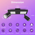 YindaLux Deckenstrahler LED Dimmbar mit Fernbedienung, RGB Farbwechsel 17W 2300LM Deckenlampe Strahler Schwenkbar, Schwarz Deckenleuchte 2 Flammig mit Unteres Glühen 7W+2x5W GU10 Spot für Wohnzimmer