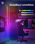 Miortior LED Stehlampe Wohnzimmer, RGB Ecklampe Dimmbar mit Fernbedienung und App-Steuerung, Musik Sync, 16 Millionen Farben, 68 Szenenmodi, Led Standleuchte für Wohnzimmer, Schlafzimmer, Spielzimmer