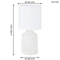 EGLO Tischlampe Bellariva, Tischleuchte, Nachttischlampe aus Keramik in Creme, Textil in Weiß, Wohnzimmerlampe, Lampe mit Schalter, E14 Fassung