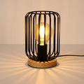 Pheashine Retro Tischlampe Vintage Industrial Tischleucht Schwarz Metall au Holz Sockel, Nachttischlampe E27 Fassung mit Schalter für Wohnzimmer Schlafzimmer- 60W Max. - Ohne Leuchtmittel