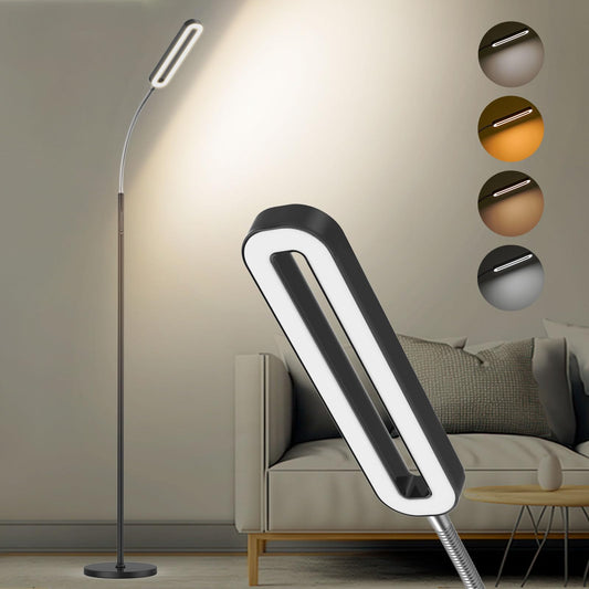 Amdelne Stehlampe Wohnzimmer Schwarz, Moderne Stehlampe LED Dimmbar, 12W 1400LM Stehleuchte Leselampe mit Fernbedienung, 6 Szenenmodi, Timing-Funktion, Sofa Lampe für Schlafzimmer Arbeitszimmer Büro
