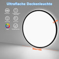 Yexati LED Deckenleuchte 24W 6000K/4000K/3000K, 3200LM IP54 Ultra Dünn Deckenlampe, Flach Rund Modern Badezimmer Lampe Schwarz Küchenlampe für Flur Schlafzimmer Balkon Wohnzimmer Küche Keller Ø30 CM