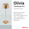 Zafferano, Olivia Pro Lampe mit Goldfarbenes Blatt, Tragbare und Wiederaufladbare Tischlampe mit Touch Control, Geeignet für Wohnzimmer und Außenbereich, Dimmer, 2700-3000 K, Höhe 35 cm