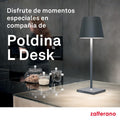 Zafferano, Poldina L Schreibtischlampe, Tragbare und Wiederaufladbare Tischlampe mit Touch Control, Geeignet für Wohnzimmer und Außenbereich, Dimmer, 2200-3000 K, Höhe 49,7 cm, Farbe Weiß