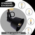 Deckenstrahler 2 Flammig, Schwenkbar 350°, Vintage Deckenlampe LED Deckenleuchte, E14 Fassung Industrial Holzmaserung Spotbalken für Küche, Wohnzimmer, Schlafzimmer, Schwarz (Ohne Leuchtmittel)