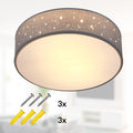 MONZANA® Deckenlampe Sternenhimmel Wohnzimmer Schlafzimmer E27 Grau Rund 38cm Stoffschirm 2-Flammig 40W Küche Lampe Deckenleuchte Stoffdeckenlampe