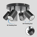 BOYIR Deckenstrahler LED Schwarz Deckenstrahler 4 Flammig Schwenkbar 350°Deckenleuchten Rund Küchenlampe Deckenleuchte GU10 Deckenlampe Spots Deckenleuchte für Schlafzimmer, Ohne Leuchtmittel