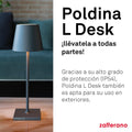 Zafferano, Poldina L Schreibtischlampe, Tragbare und Wiederaufladbare Tischlampe mit Touch Control, Geeignet für Wohnzimmer und Außenbereich, Dimmer, 2200-3000 K, Höhe 49,7 cm, Farbe Weiß